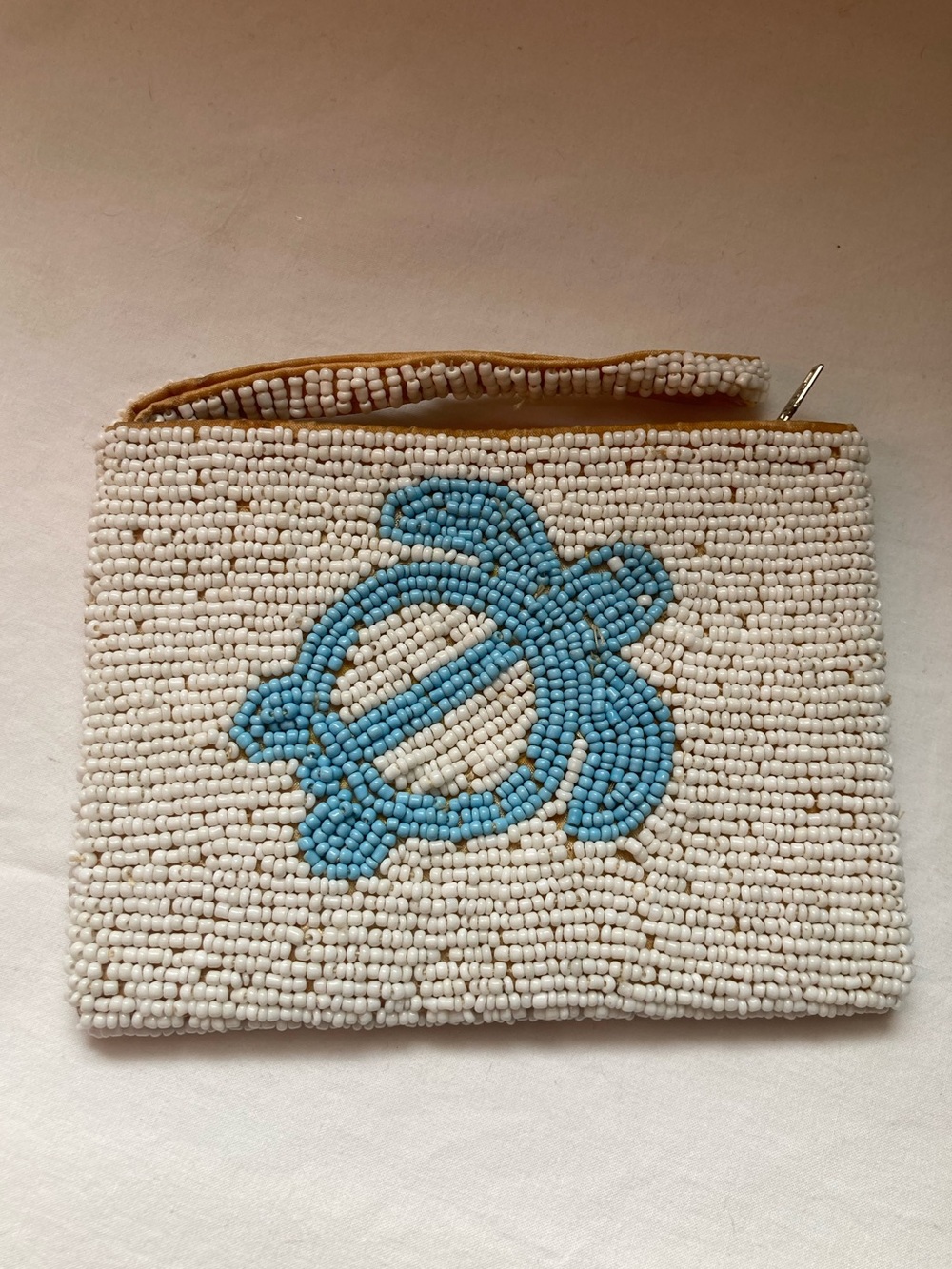 Beaded Turtle Pouch with Wristlet Strap and Zipper - Picture 6 of 14